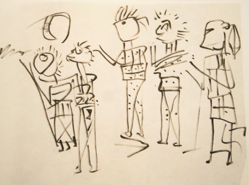 Drawings from Pithos B at Kuntillet Ajrud (c. 800 BC), an Israelite site in the Sinai whose inscriptions pair YHWH with the goddess Asherah